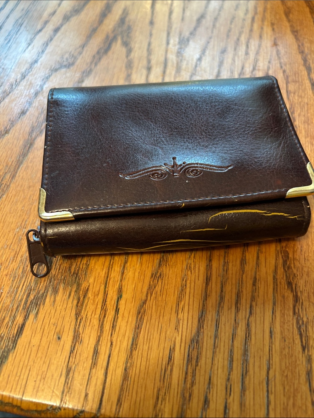 Men's Brown Leather Wallet with Zip Coin Pocket